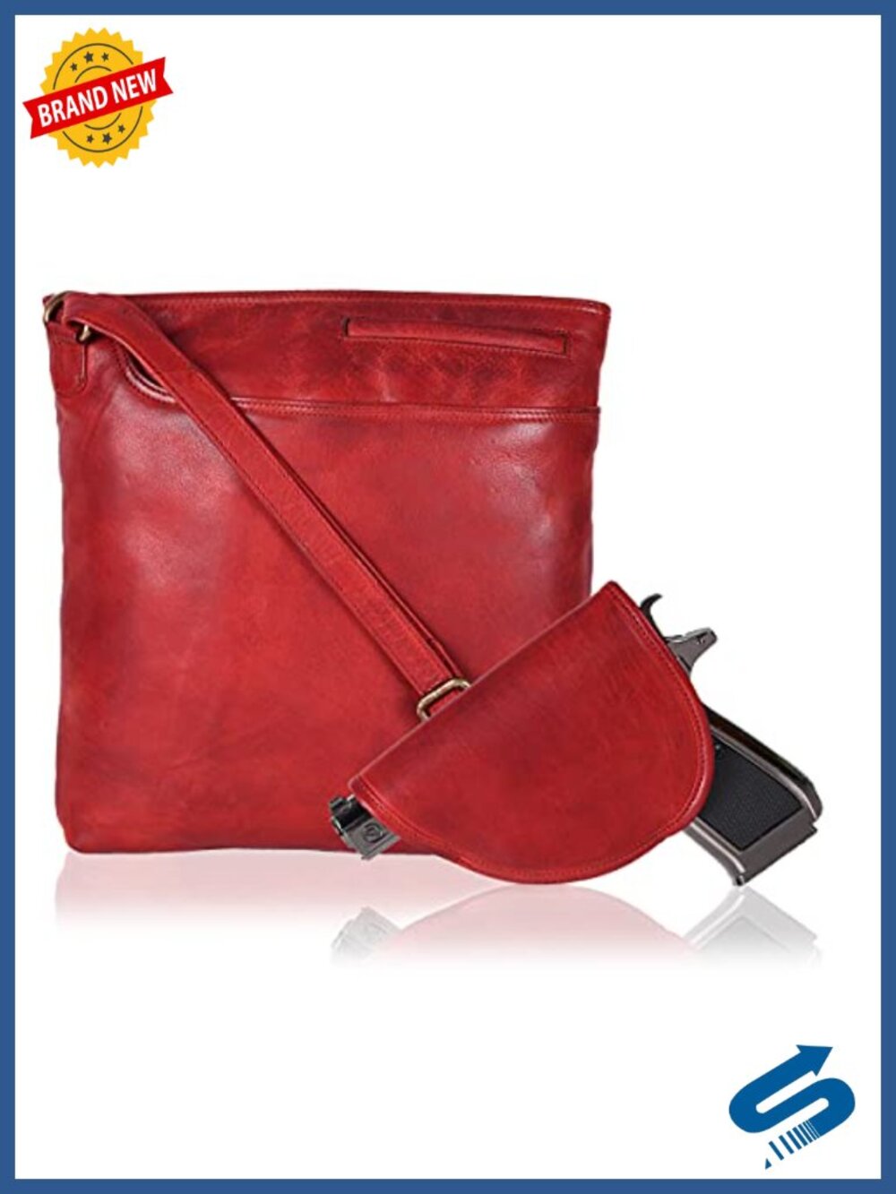 Genuine Leather Multi-Pocket Crossbody Sling Bag with Detachable Holster